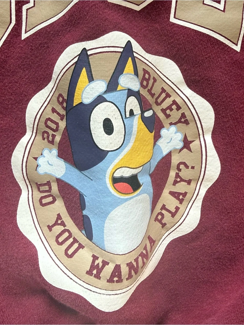 Gap Kids Bluey Maroon Sweatshirt Toddler Crewneck VintageSoft Fleece Pullover 3T